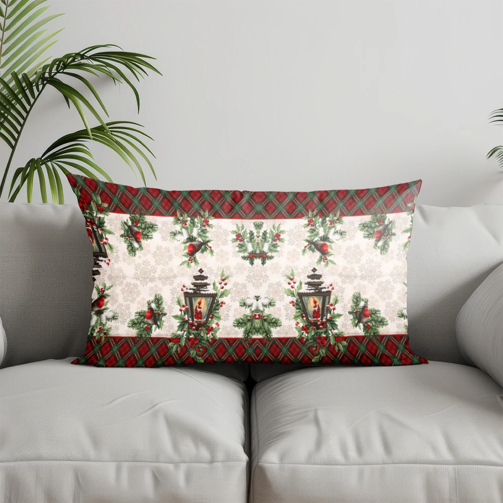 ديكور المنزل عيد الميلاد إكليل البيت المخدة مناسبة ل أريكة غرفة نوم سيارة وسادة غطاء وسادة وسادة الظهر مستطيلة #2