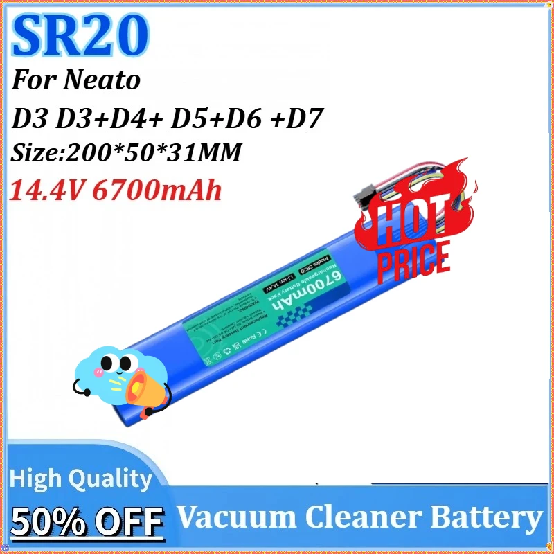

For Neato Robot Vacuum Cleaner D3 D3+D4+ D5+D6 +D7 Rechargeable Batteries New 14.4V 6700mAh SR20 Rechargeable Li-ion Battery