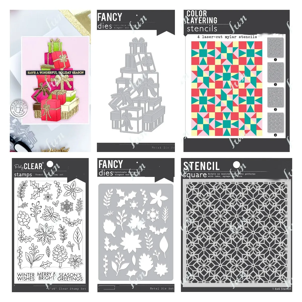 

Season's Greetings Clear Stamps Cutting Dies Christmas Color Layering Quilt Stencil Set DIY Scrapbooking Cuts Crafts Template