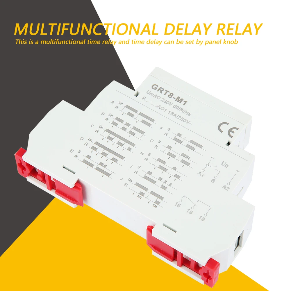 

Delay Relay GRT8‑M1 Multifunctional Delay Time Relay with 10 Functions DIN Rail Mount AC 230V Multifunctional