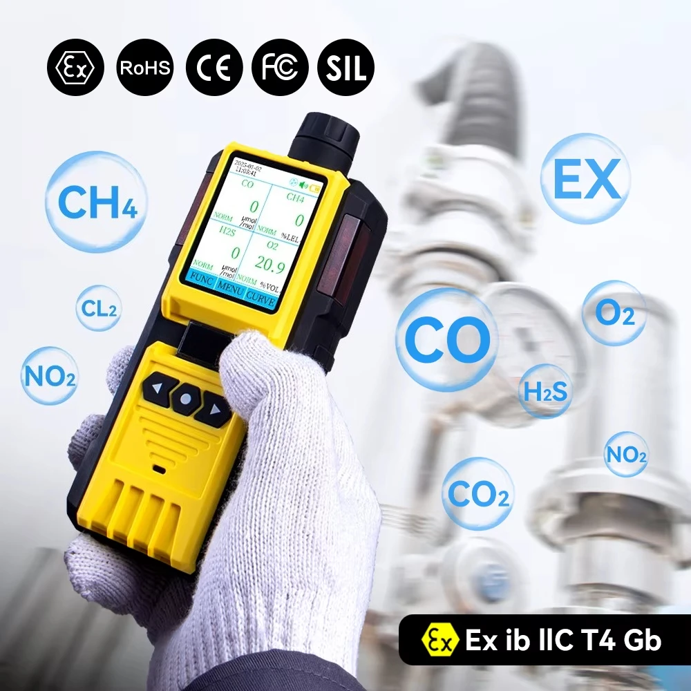 Co Co2 O2 H2s Auto Gas Analyzer Sulfur Dioxide Portable Methanol Gas Detector with Pump 5 Gas Analyzer