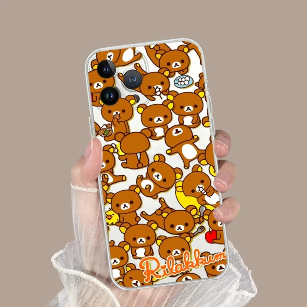 cartoon cute Rilakkuma Phone Case For iPhone15 14 12 13 11 Pro Max XR X XS MAX 15 14 13 Pro 15 plus