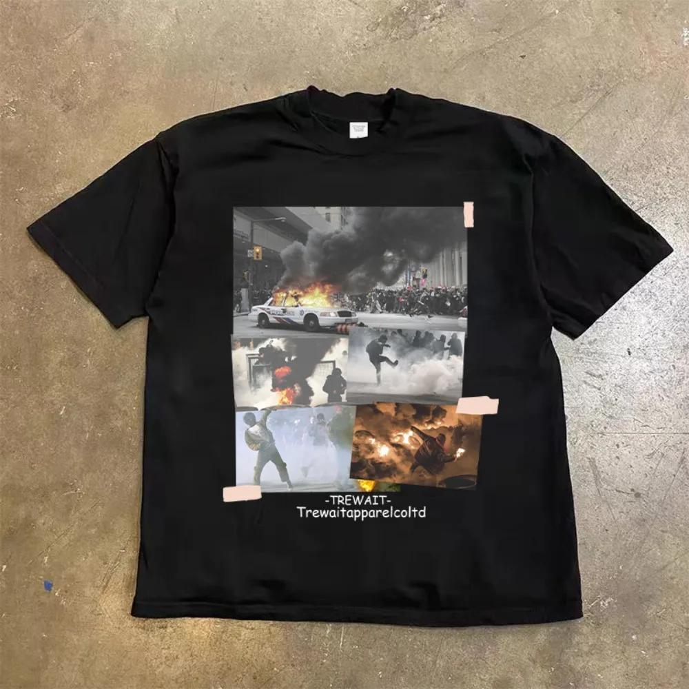 

Luxury High quality Molotov cocktails Seaside comfortable loose men's T-shirt Women's T-shirt Family couple pack pure cotton