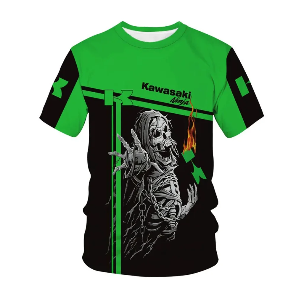 

2025 new Kawasaki motorcycle printed men's summer T-shirt, casual, loose, fast drying, sweat absorbing high-quality clothing