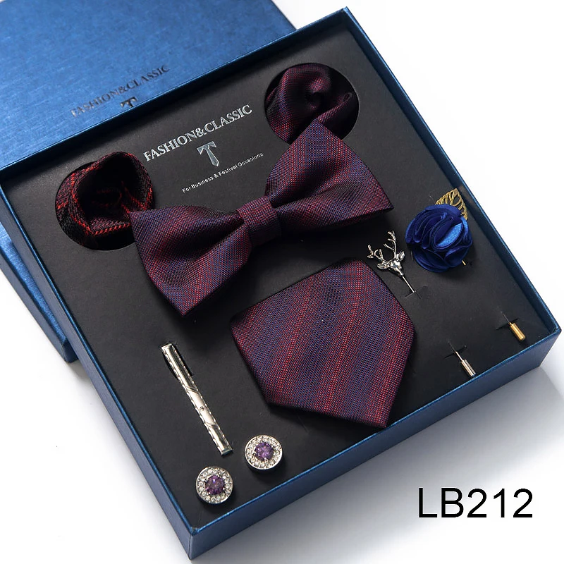 Hochwertiges Krawatten-Set, luxuriöse Geschenkbox, Seidenkrawatten-Set, 8 cm, festliches Geschenk, Krawatte, Einstecktücher, blaues Weihnachtsgeschenk – Detail 13