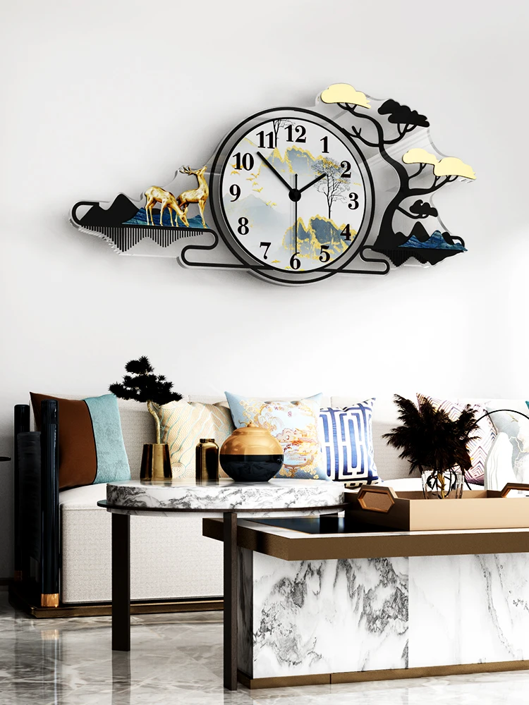 Modern Art Wall Clock Large Creative Deer Living Room Simple Wall Clock Chinese