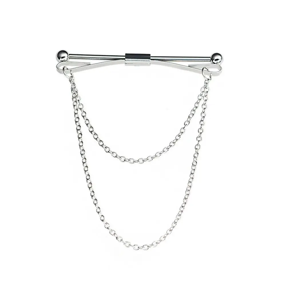 Multi-color Tassel Prevent Exposure Non-injury Clothing Alloy Tie Clip Neckwear Accessories Men Collar Clip Women Collar Bar