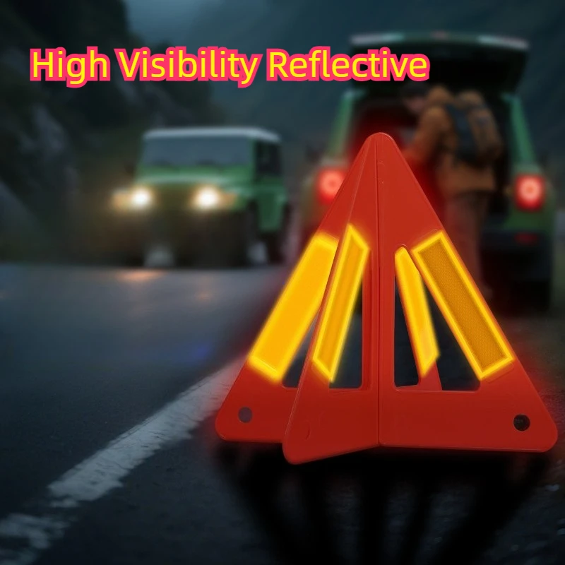 

Портативный автомобильный светоотражающий знак безопасности, треугольный, складной, на прочной подставке-треноге, для экстренных ситуаций на дороге, автомобильные аксессуары