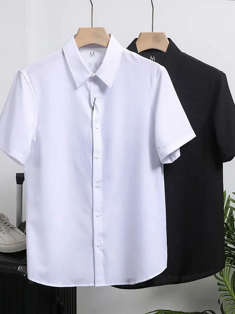 

Новая усовершенствованная мужская летняя рубашка с отложным воротником, быстросохнущая, эластичная, дышащая, свободного кроя, для спорта и повседневной носки, с микропористой структурой.