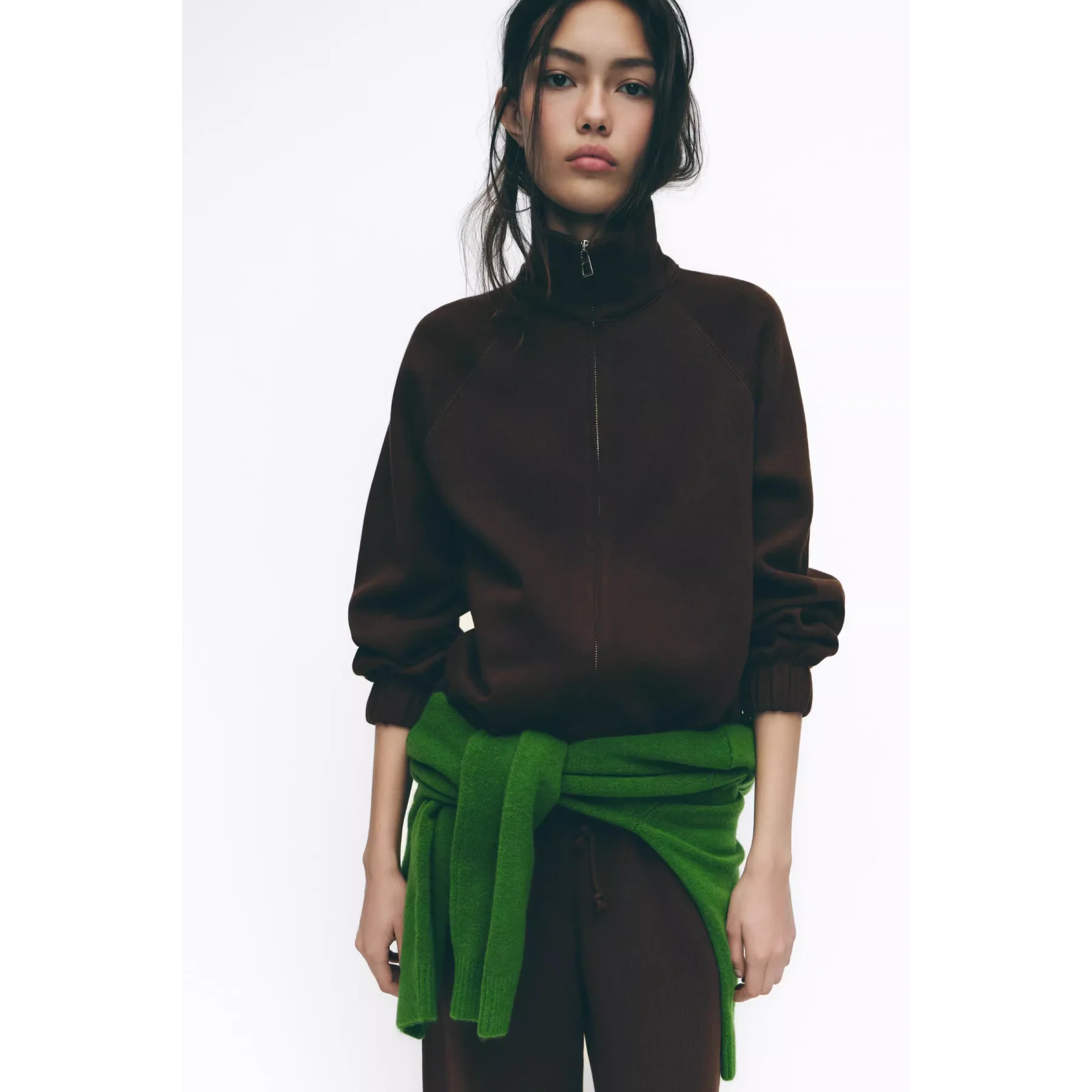 Soft Zipper Sweatirt Straight Leg Pants ZR Sle Women's Faion Streetwear Long Sve Warm Polyester Fiber Autumn Season