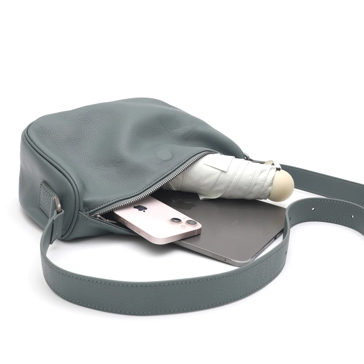 SC Real Leather Shoulder Bag for Women Solid Color Large Capacity Flap Half moon Cross body Purse Casual Daily Handbag Versatile