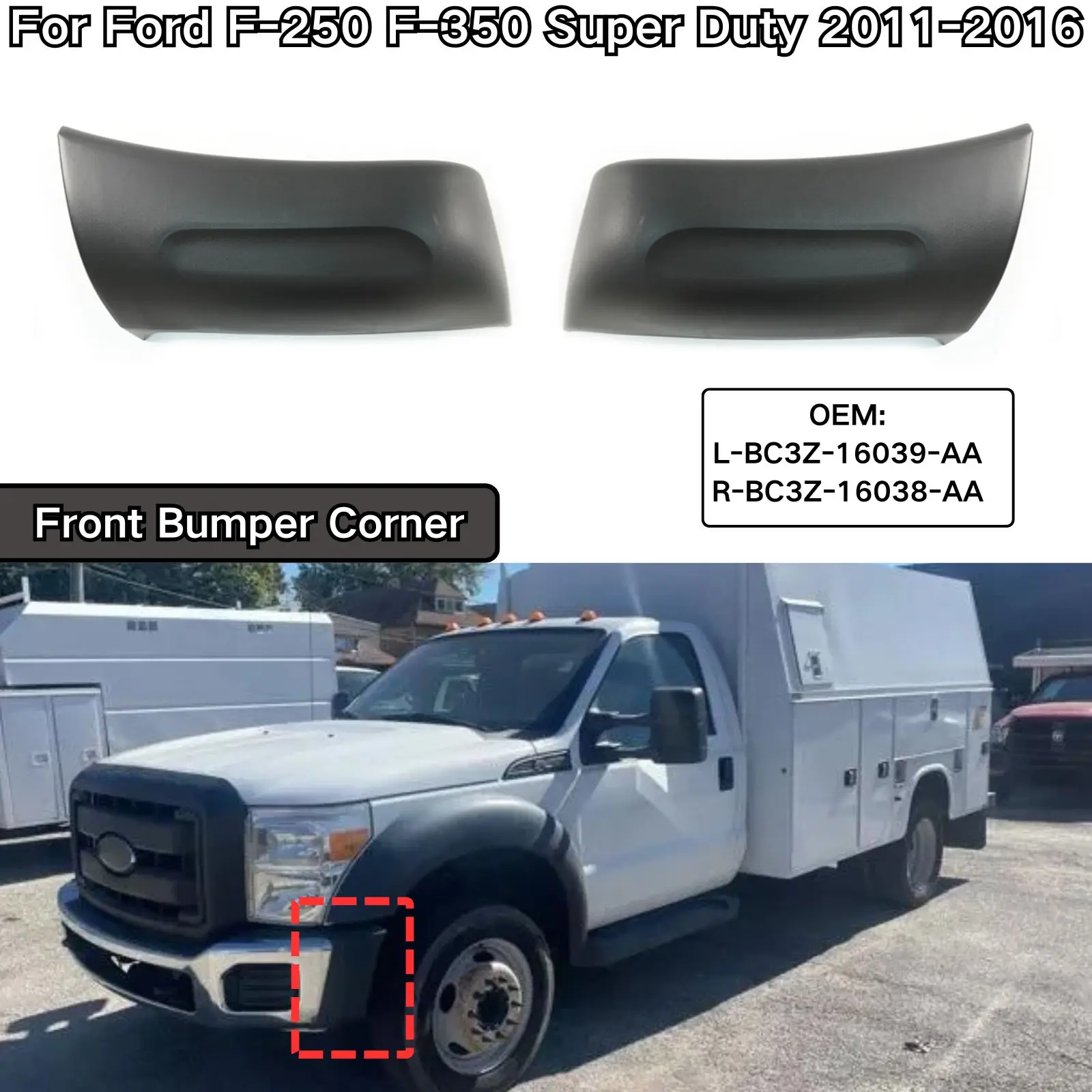 For Ford F-250 F-350 Super Duty 2011 2012-2016 Front Bumper Corner Car Accessories Body Kit Bar Molding Right BC3Z-16038-AA