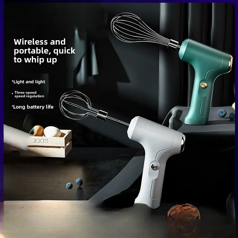 

1 шт., беспроводной электрический миксер для еды, портативный 3-скоростной миксер для взбивания яиц, миксер для выпечки теста, торта, крема, кухонные инструменты