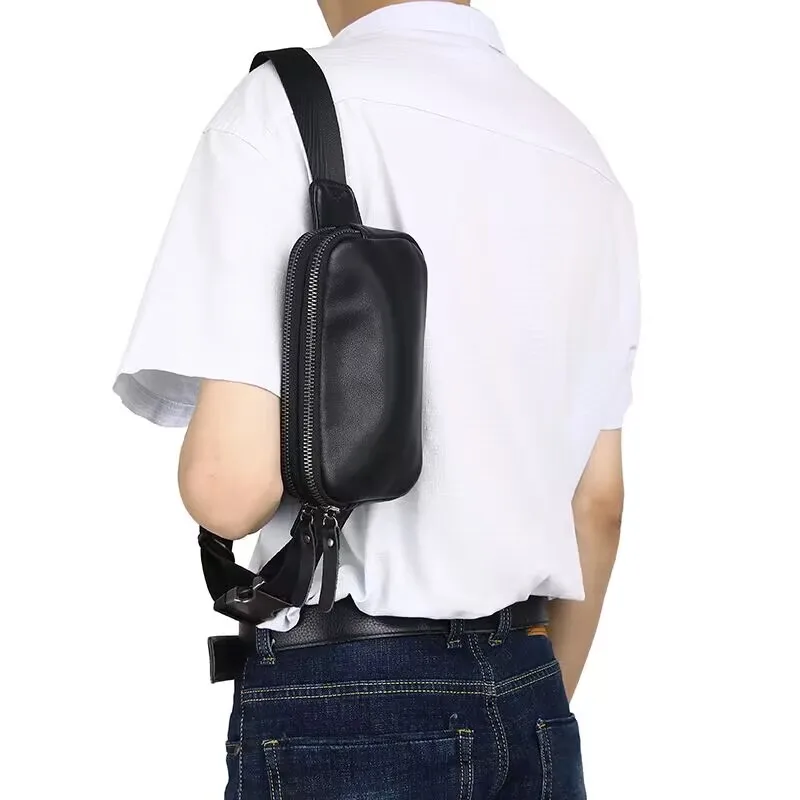 Mini Fanny pack dla mężczyzn skórzana torba na telefon prosta torba na modę mężczyzna łatwy w podróży worek torba na ramię