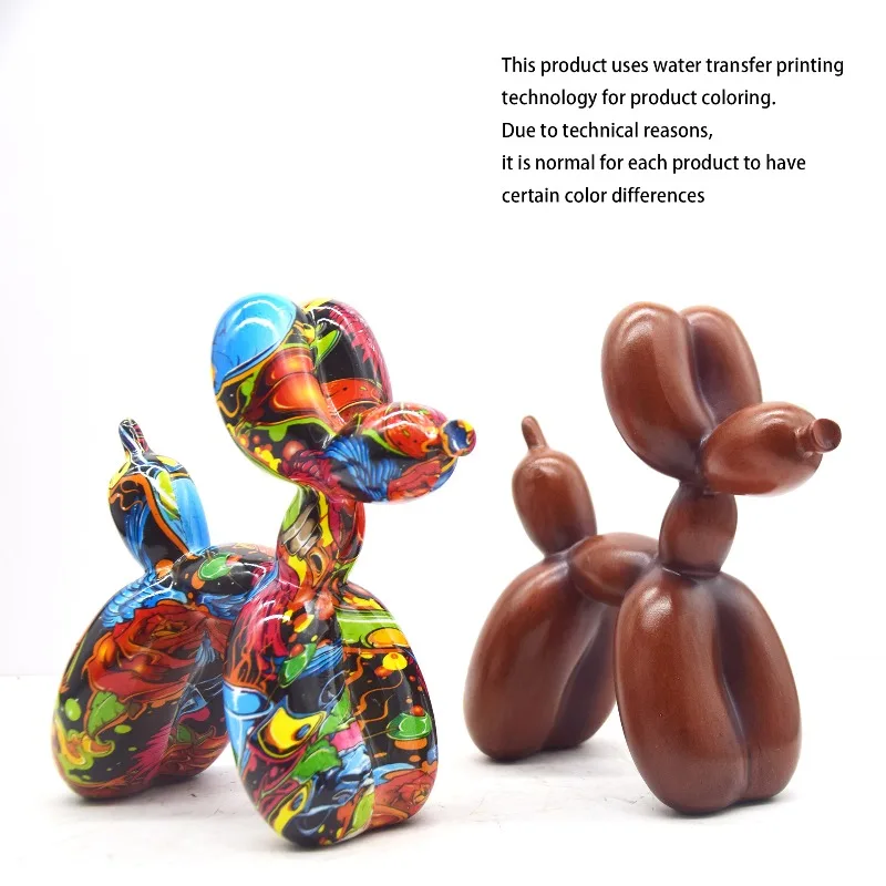 Simple Wood Grain Balloon Dog Sculpture Resin Craft Decoration, Suitable for Bedroom, Living Room, and Study Home Decoration