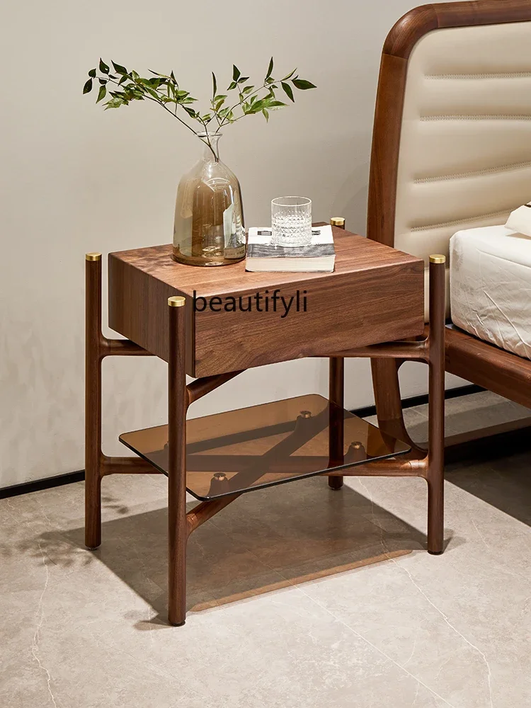 

YH North America Black Walnut Solid Wood Coffee Table Sofa Side Table Eight-Immortal Table Simple Modern Living Room Minimalist