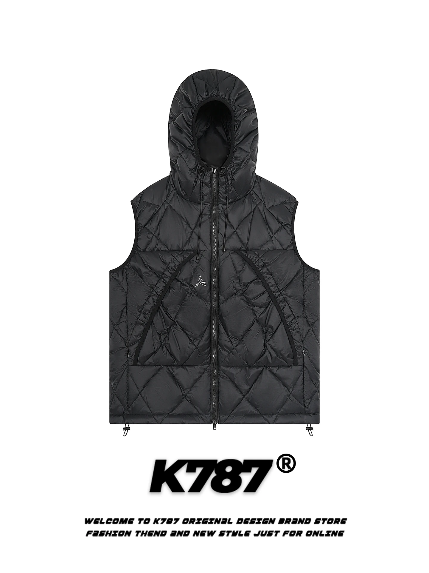 

Куртка-жилет K787 в американском ретро-стиле, стеганая, с капюшоном, повседневная, с хлопковыми вставками, легкая, утепленная, на молнии, для мужчин и женщин