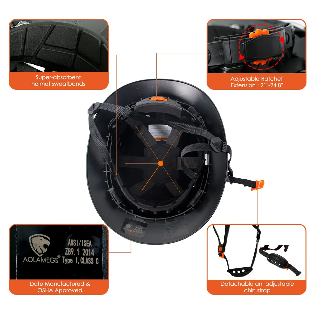 CE Full Brim Safety Helmet with Reflective Sticker Goggles Construction Hard Hat Protective Working ANSI Rescue Cap for Engineer