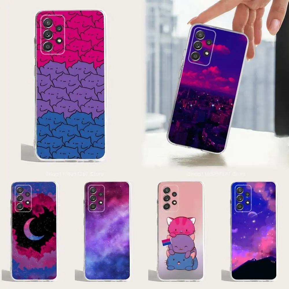 

Flag love Bisexual Art Phone Case For Samsung A51,71,30,S21,10,20,Ultra,FE,Lite, S22,23,9,PIus,Transparent, Silicone