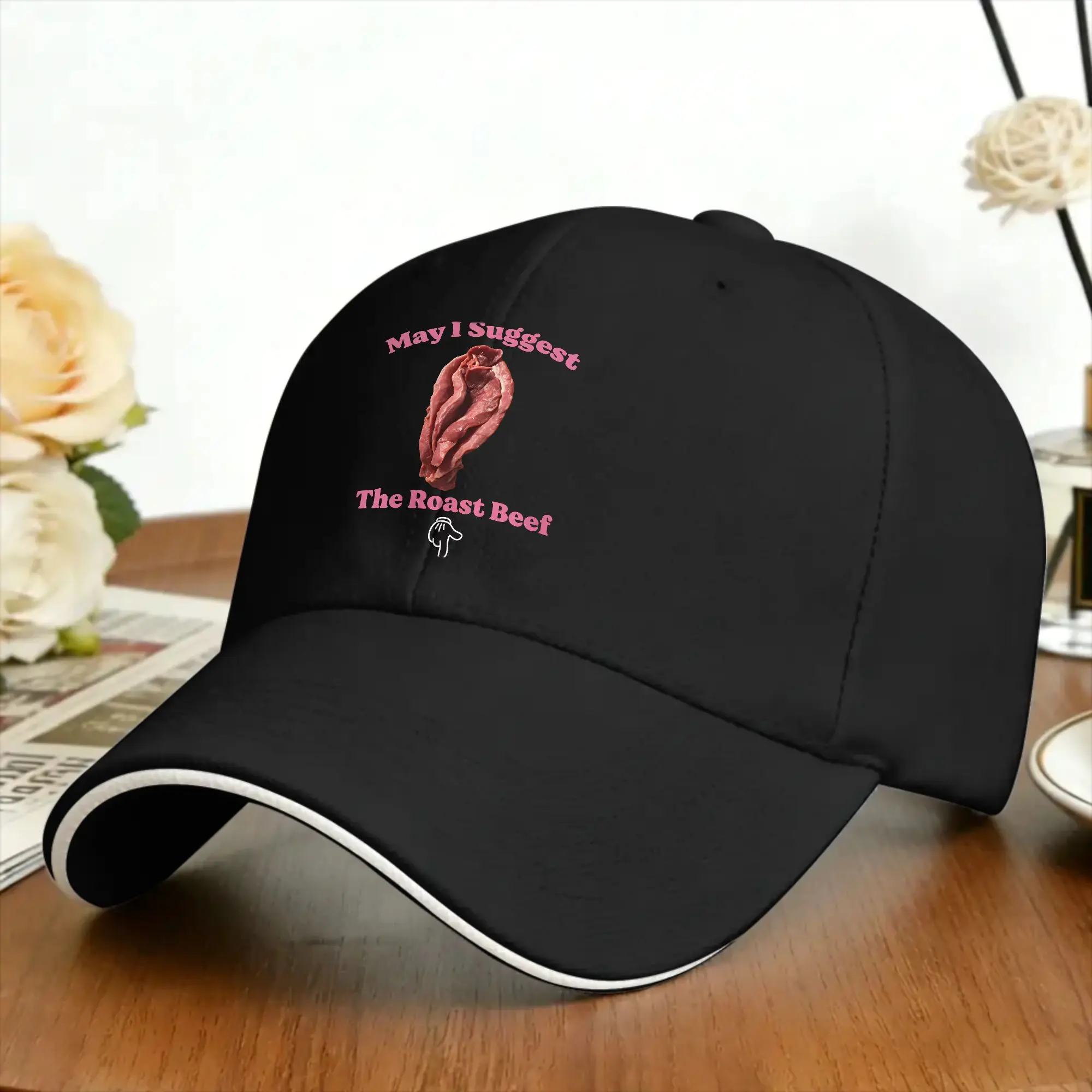 May I Suggest The Roast Beef Baseball Cap  y2k Cool Women Men Trucker Hat Wholesale Print Kpop Rock Baseball Caps Gift
