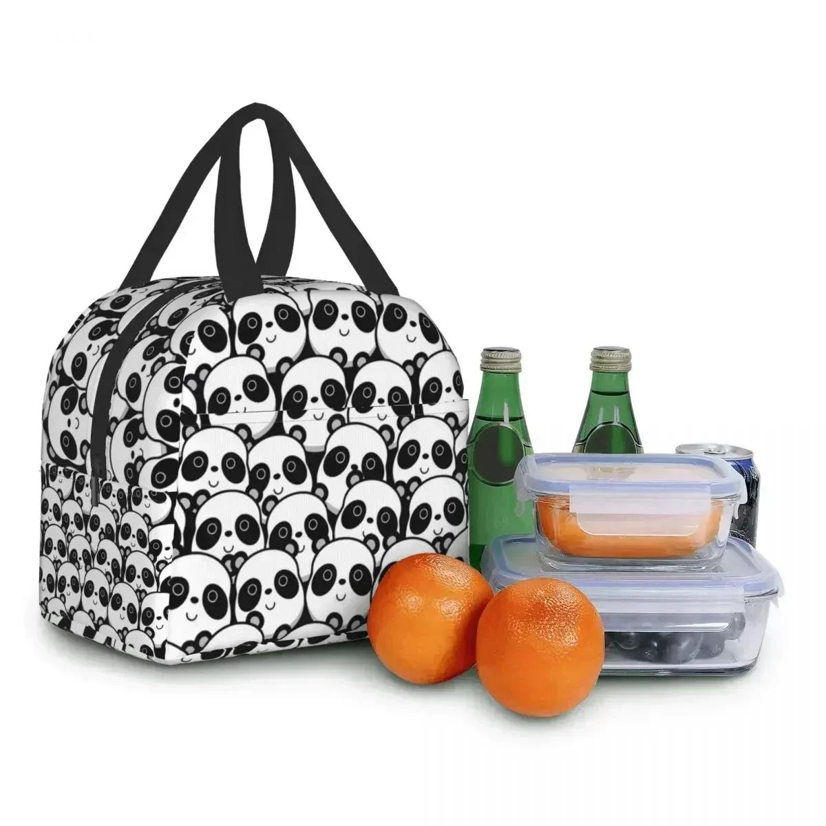 Cartoon Panda Bear Thermal Insulated Lunch Bag Women Portable Cooler Warm Lunch Tote for School Storage Food Box