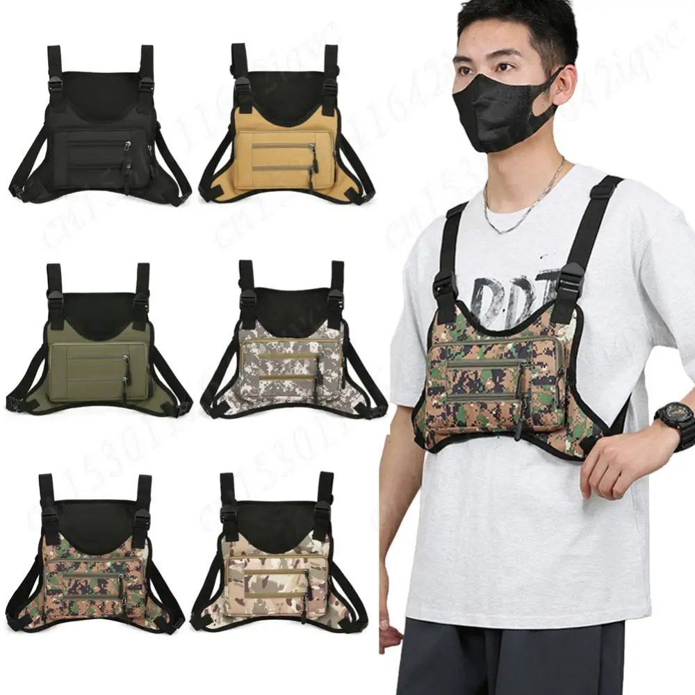 Sac de poitrine à sangle réglable avant, sac à dos de sport, streetwear de grande capacité, sac pour la course et les voyages, mode