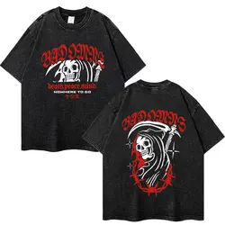 Bad Omens Rock Band Music Tour 2024 Washed T-shirts Men Harajuku Fashion Y2K T-shirt Vintage Oversized T Shirt Unisex Streetwear