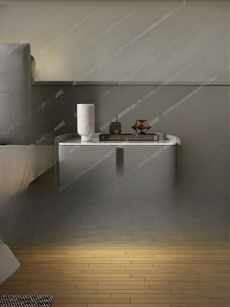 

Suspended bedside table All solid wood creative smart bedside shelf Bedroom small bedside table