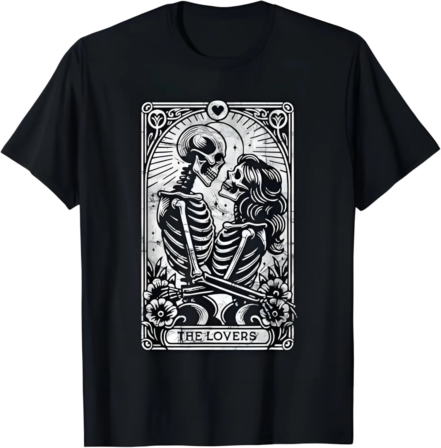 

The Lovers Vintage Skeleton Couple Skull Gothic Tarot Card T-Shirt