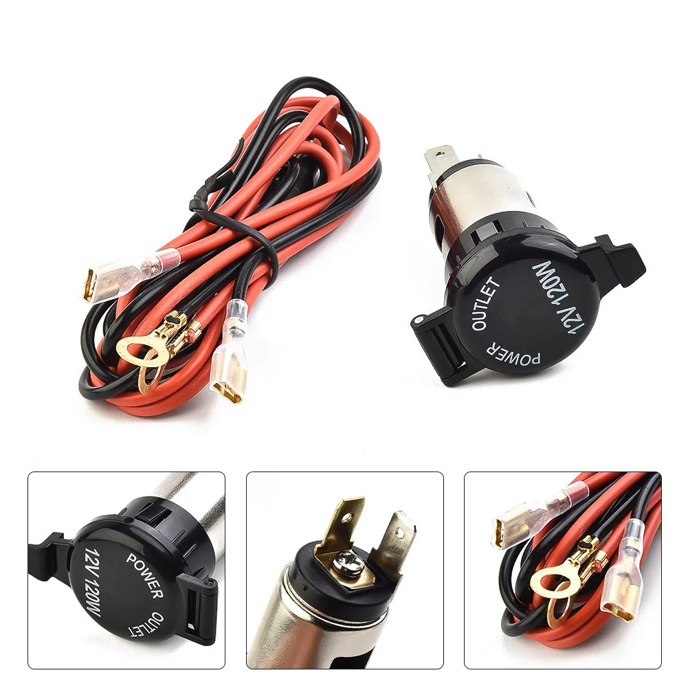 

120W Power Socket Outlet Plug 100cm Wire Car 12V USB Car Waterproof Socket Charger Power Adapter Cable Fuse Electronics Parts