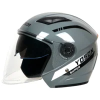 Casco de doble espejo para las cuatro estaciones, coche eléctrico, medio casco para hombres y mujeres, casco para coche con batería para motocicleta K6