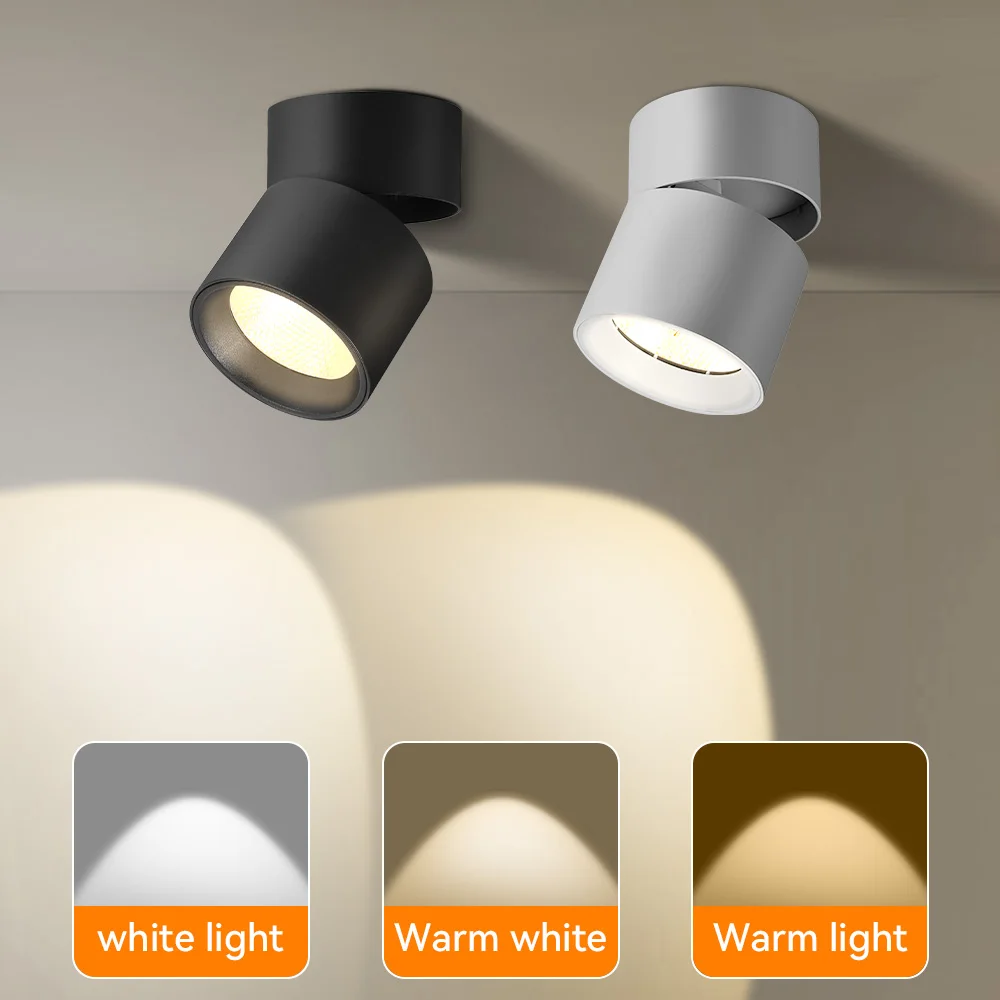LED Spotlights 3 Color Change Room Decor Lamp Foldable Downlight 220v Home Ceiling Lamp for Kitchen Bedroom Living Room Led Spot