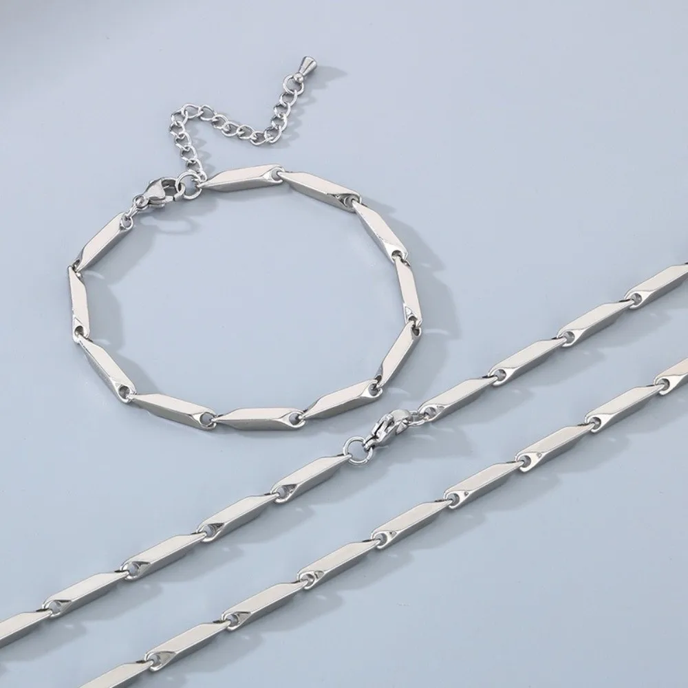 Fashionable Stainless Steel Steel Chain Punk Style Chain Link Hip Hop Rock Simple Design Melon Seed Chain Bracelet for Men