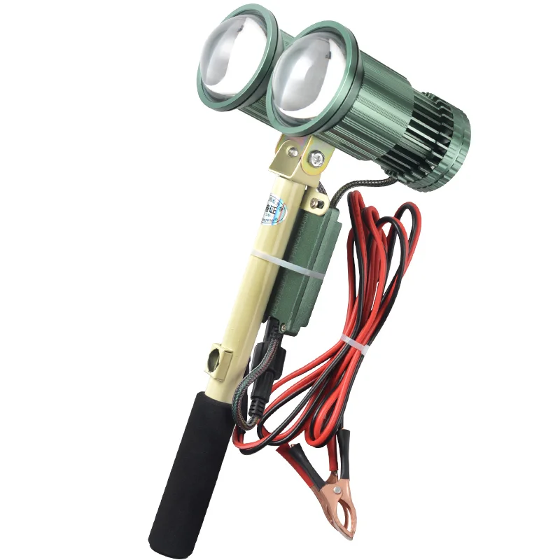 Adjustable focal length 200 watts super power double lamp head external strong light handheld searchlight