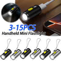 3-15PCS LED Handheld Mini Flashlight Type C Powered Small Pocket Flashlight Aluminum Alloy Camping Torch Light for Travel Use