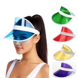 Summer Pvc Sun Hats Women Girls Empty Top Transparent Baseball Caps Outdoor Bicycle Sport Adjustable Anti-Uv Visor Sun Shade Hat