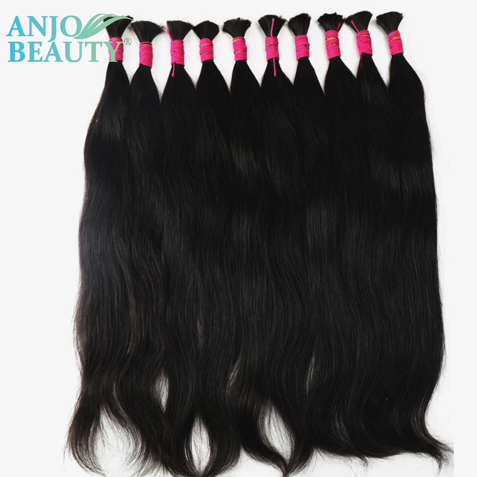 Anjo Beauty Original Human Hair Bulk For Braiding Wholesale Natural Unprocessed Virgin Indian Hair Vendors Virgin Bundles