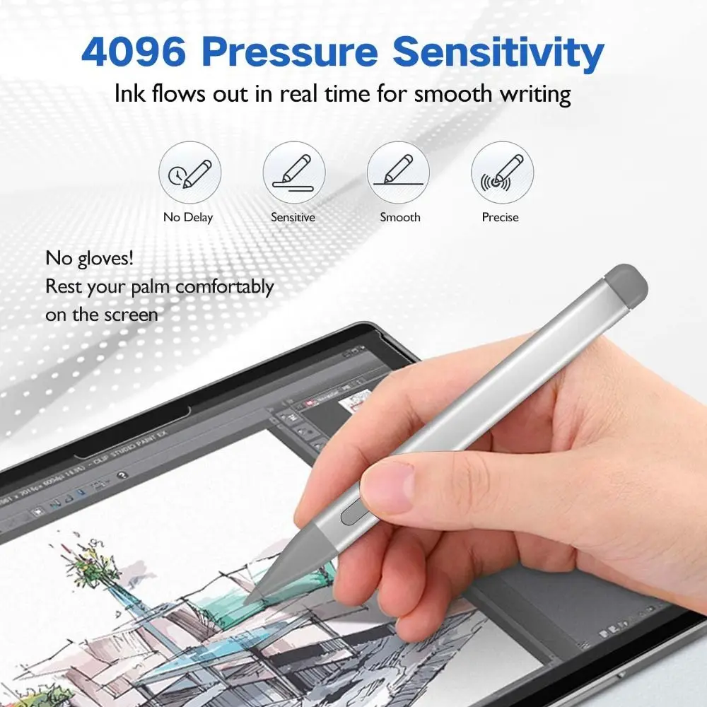 Stylo fin à pression 4096, 2 MPP 2.0, pointe de stylo graphique sensible pour Microsoft Surface Pro 9/8/7/6/5/4/3/X
