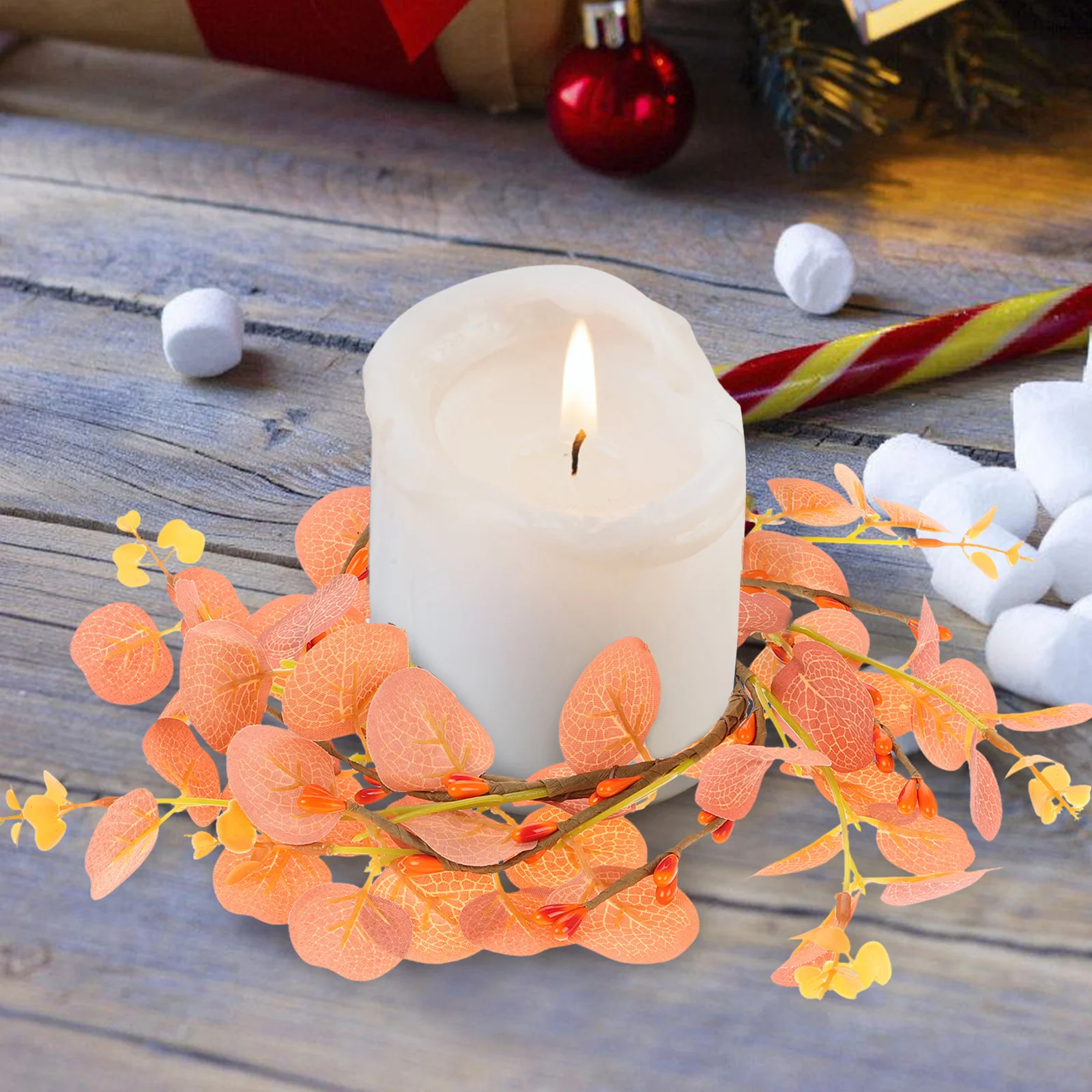

Decor Thanksgiving Wreath Autumn Wreaths for Front Door Orange Silk Cloth