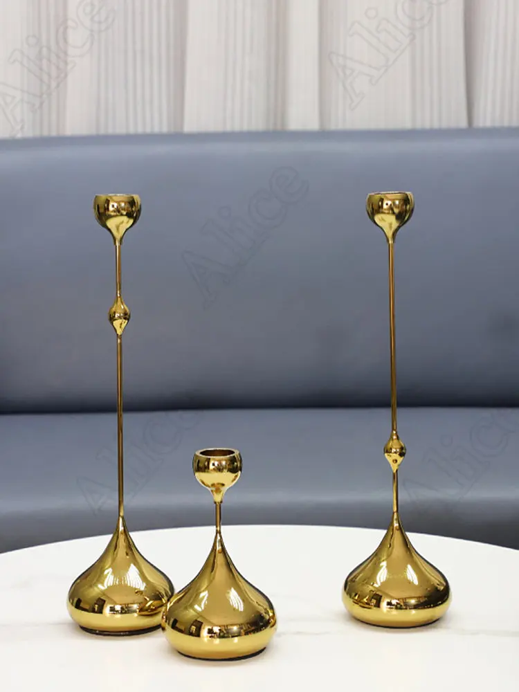 Imagem -02 - Luz Luxo Prata Água Gotas Castiçais Candelabro de Dourado Vintage Mesa de Jantar de Casamento Decoração Ornamento Aço Inoxidável