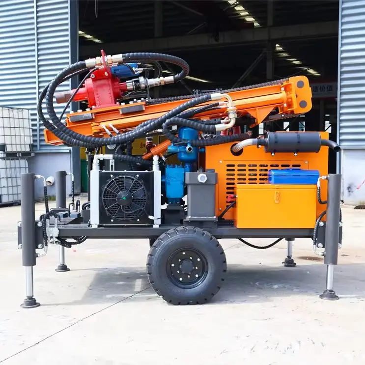 Customized Water Well Drilling Rig Diesel Powered Hydraulic Powered Wheel Mounted High-Efficiency 200m Depth Drilling Machine