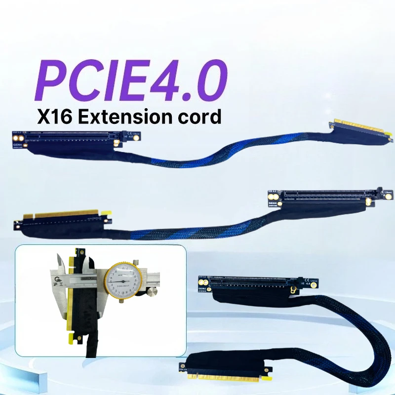 

PCI-E 4.0 X16 Серверный удлинительный кабель для внешней видеокарты GEN4 Плетеная сетка Посеребренный провод Кабель-адаптер графического процессора для сервера AI
