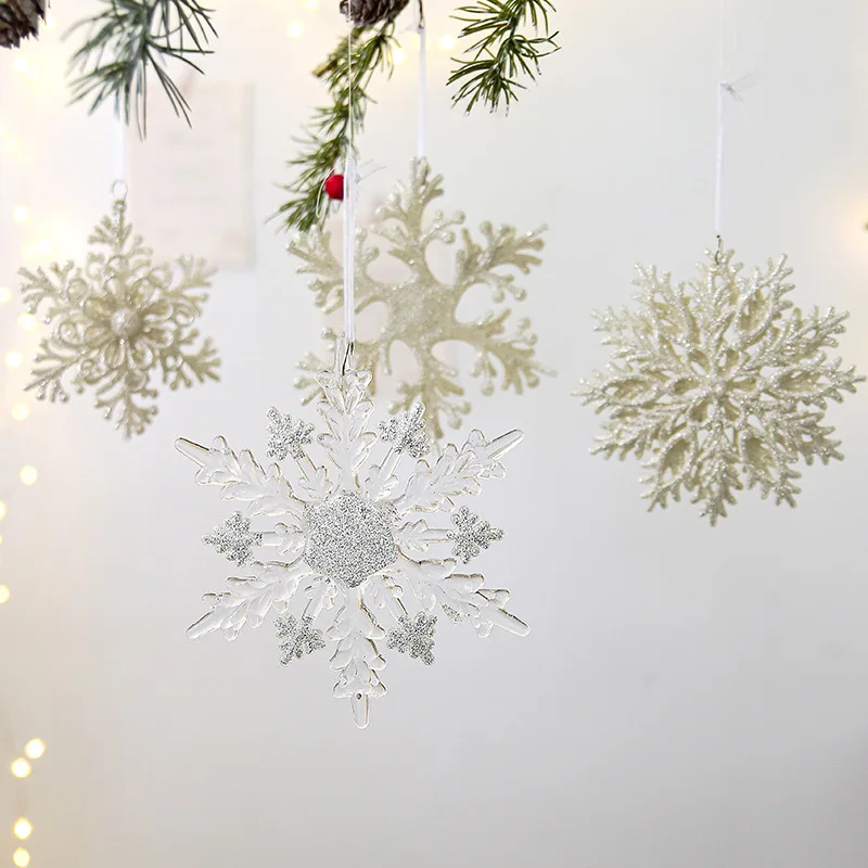 

Christmas Decorative Transparent Sparkling Acrylic Snowflake Plate Pendant Christmas Tree Window Decorative Pendant Xmas Gift