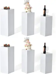 6PCS Metal Display Pedestal Stand for Birthday White Pedestal Stands Pillar for Wedding Dessert Table Display Stand Column Decor