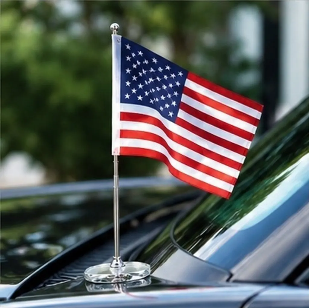 Stainless Steel Telescopic Flagpole Car Flag Mount Vehicle Mounted Flagpole Holder Adjustable Stable Flag Display Outdoor Use