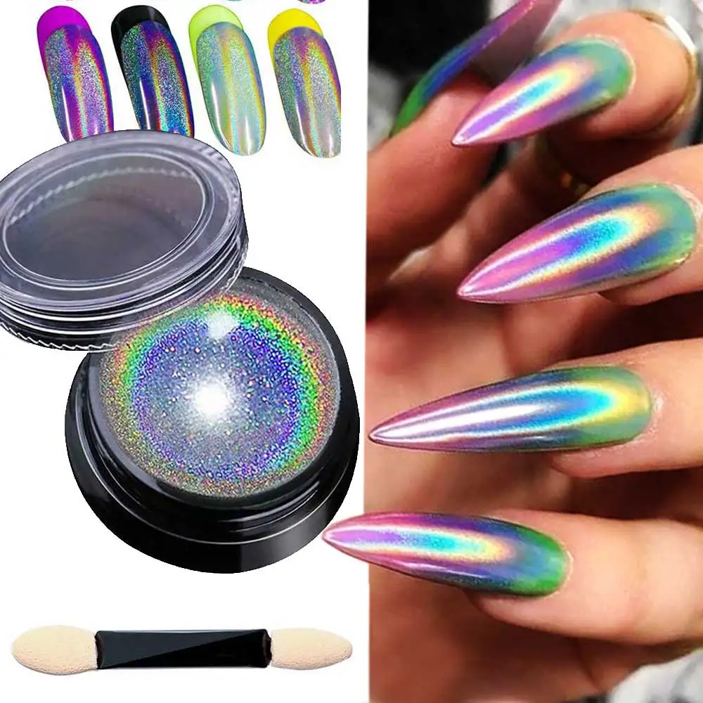 Rainbow Holographic Multi Chrome Nail Powder Unicorn Laser Mirror Nail Glitter Pigment Chameleon Rainbow Manicure Decoration %