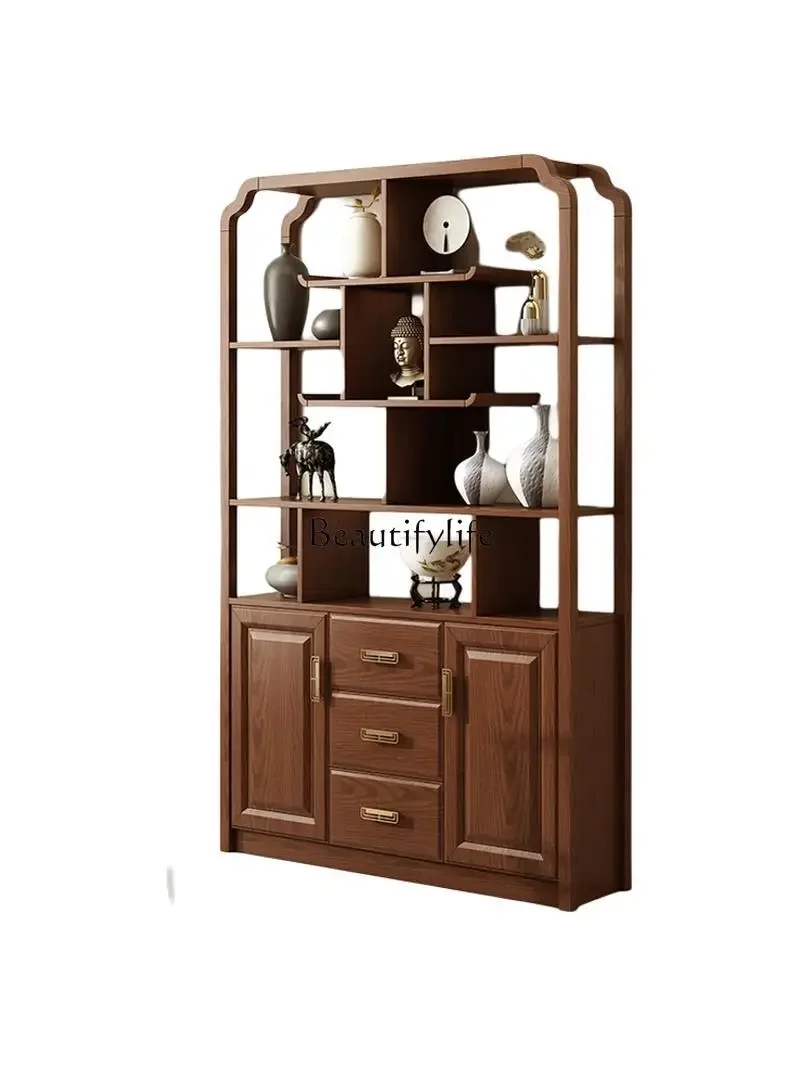 

13New Chinese pure solid wood Bogu frame Duobao Pavilion storage ornament partition multi-layer display cabinet
