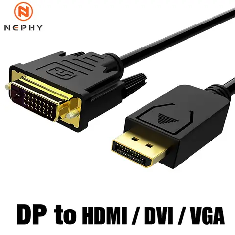Gold plated plug Converter DP to VGA/ DVI D /HDMI Long Cable For TV Laptop Computer 4K 1080P HD Displayport Display Port Adapter