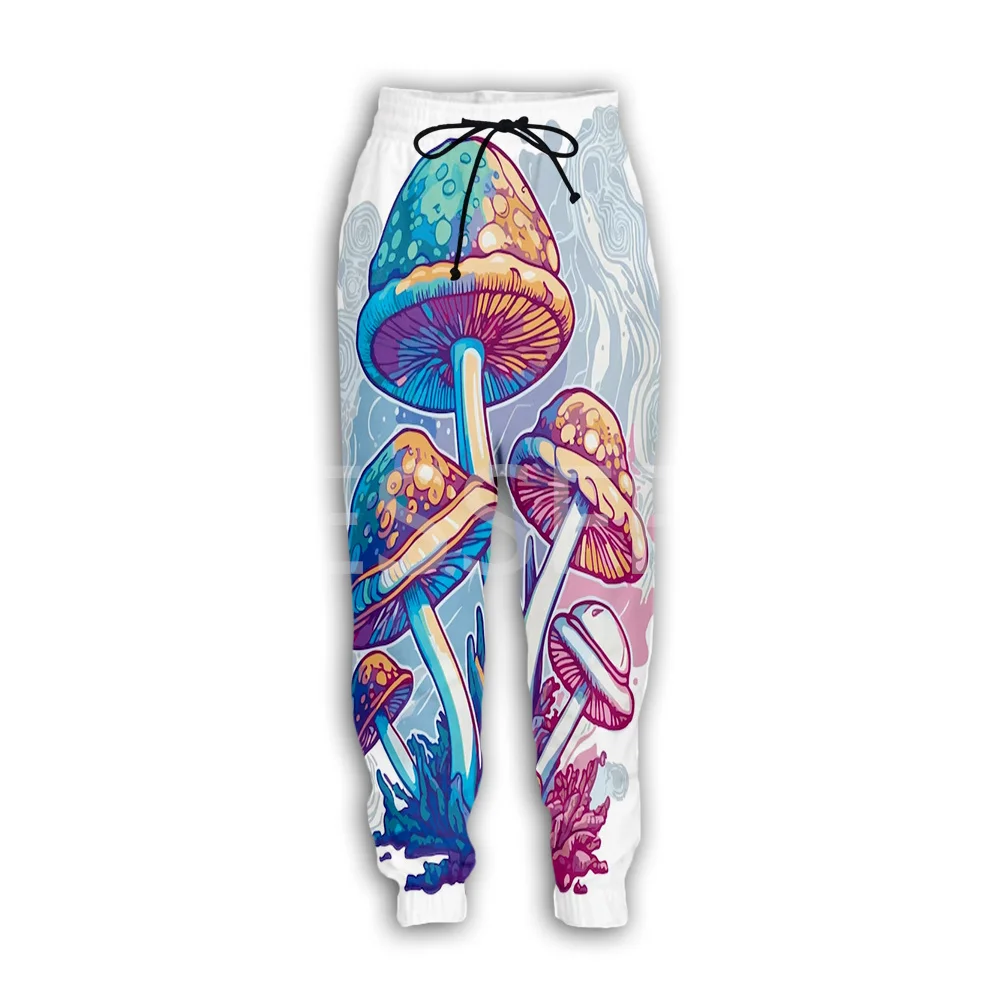 Mushroom Plant Fungus Psychedelic Trippy Tattoo Retro Hippie 3DPrint Streetwear Harajuku Casual Sweatpants Jogger Trousers X1