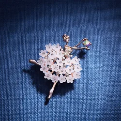 Gymnastics Ballet Girl Flower Dancer Crystal Brooches For Women Cute Elegant Rhinestone Pin Corsage Fashion Wedding Jewelry Gift